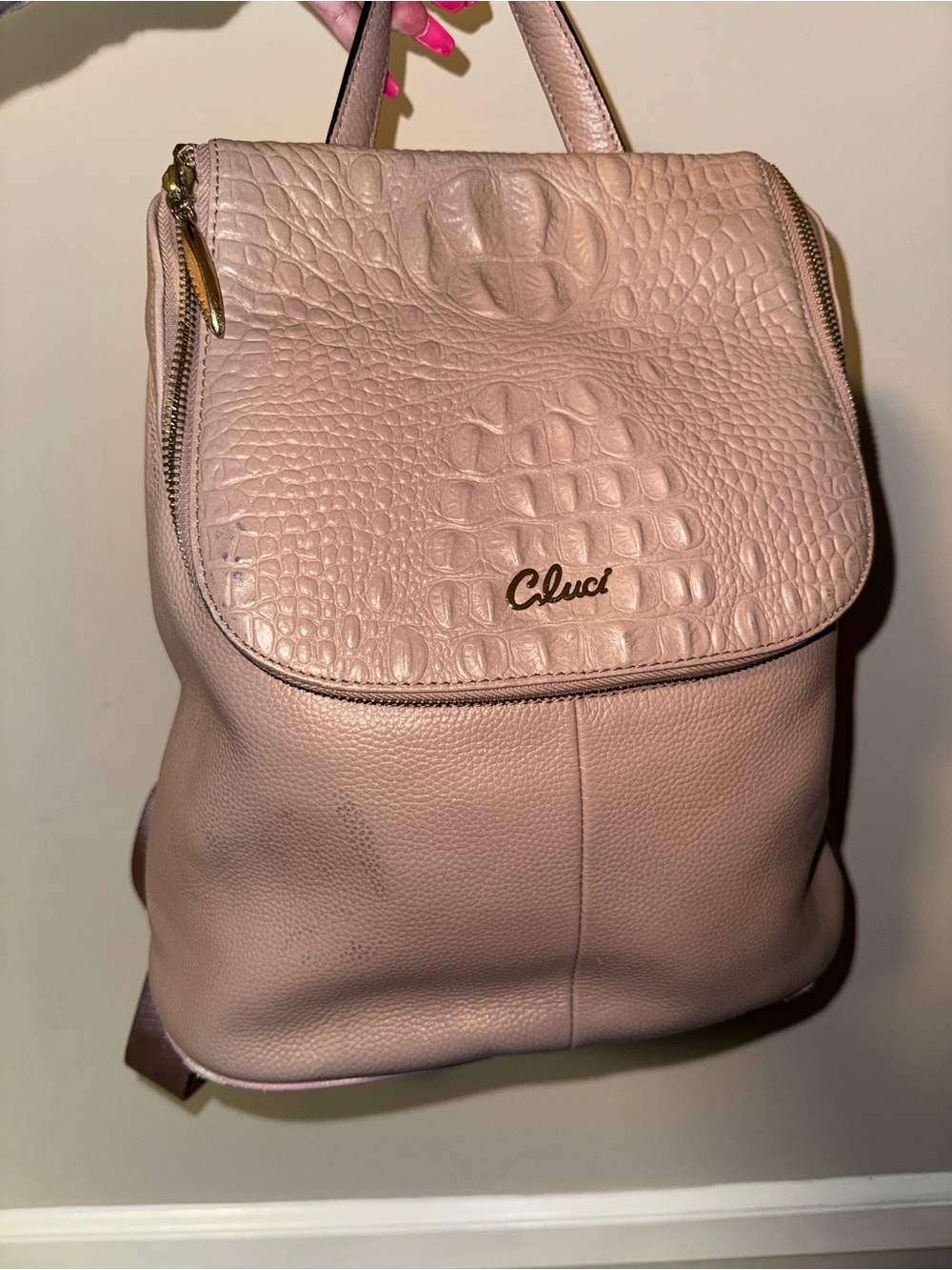 Cluci Vintage Women's Blush Pink Textured Leather Backpack